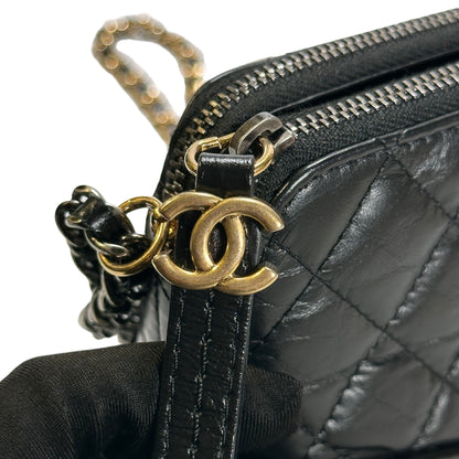 Used CHANEL Calfskin Leather Gabrielle woc Chain shoulder bag Black PHW