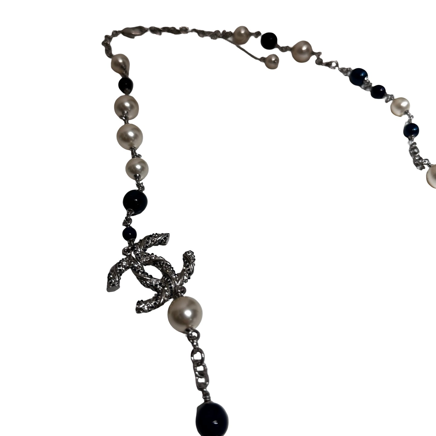 Used CHANEL Necklace Necklace PHW Navy Blue Green
