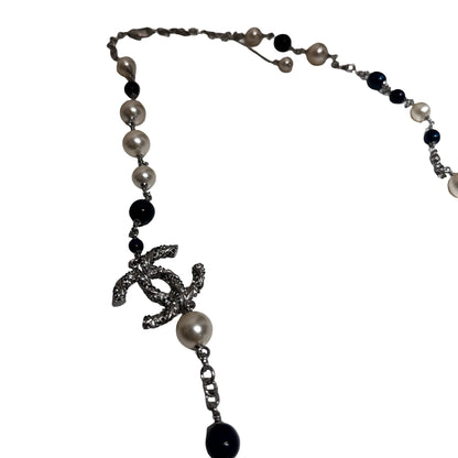 Used CHANEL Necklace Necklace PHW Navy Blue Green