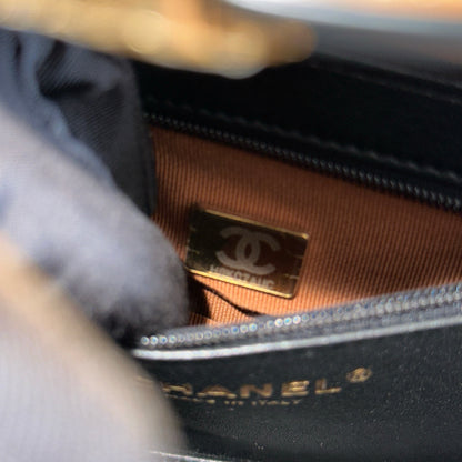 Brand New CHANEL Caviar Coco Handle Handbag Brown Gold