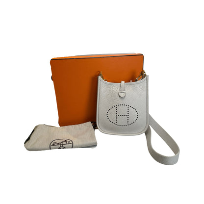 Used HERMES Clemence Leather Evelyne Cross body bag Craie