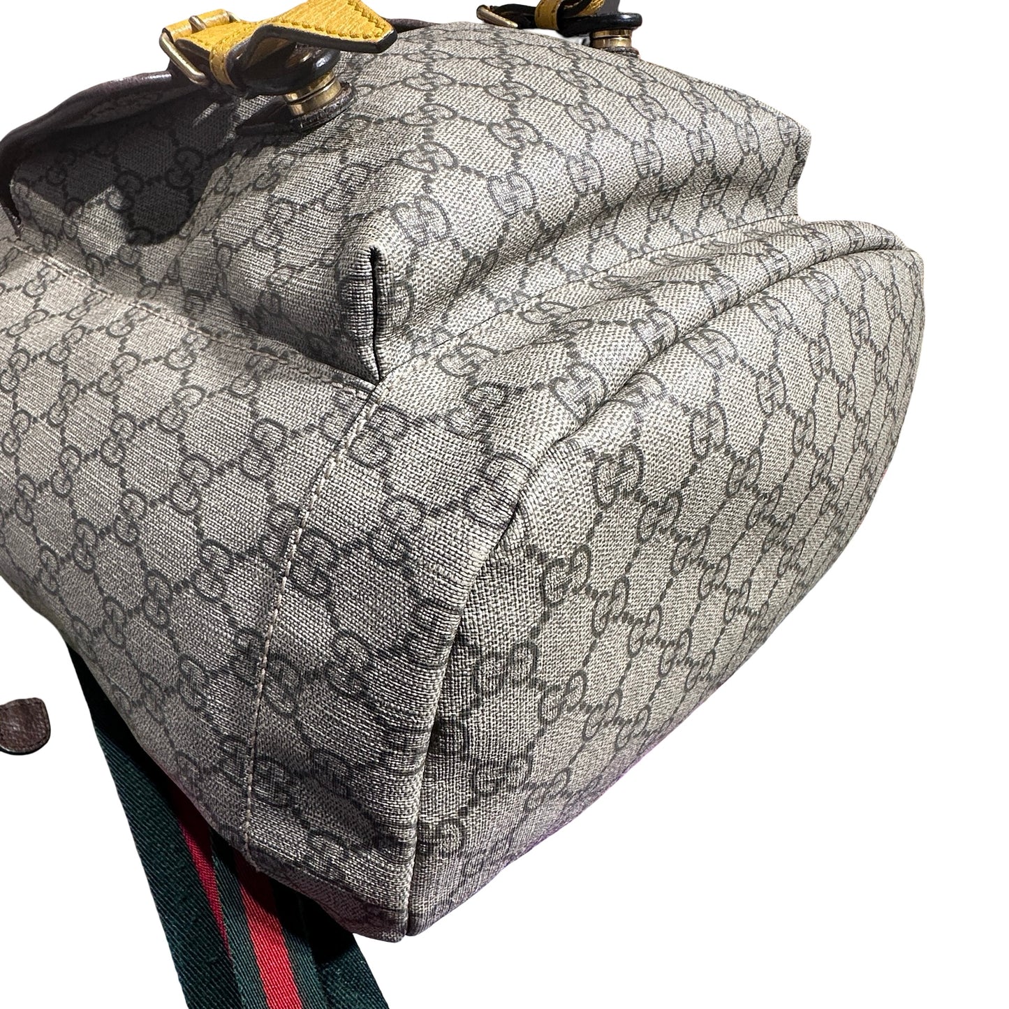 Used Gucci Coated Canvas Backpack Brown GHW