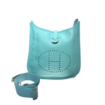 Used HERMÈS Evelyne Shoulder Bag 3P Bleu Atoll PHW