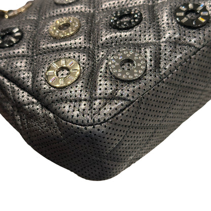 Used CHANEL Lambskin Leather Cross Body Bag Silver GHW