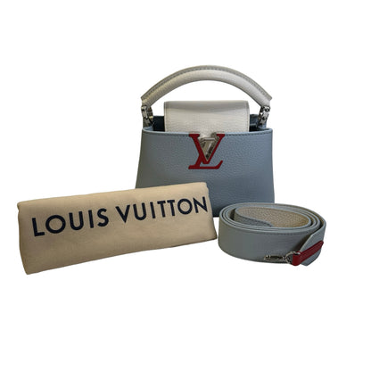 Used LOUIS VUITTON Leather Capucines Handbag Blue