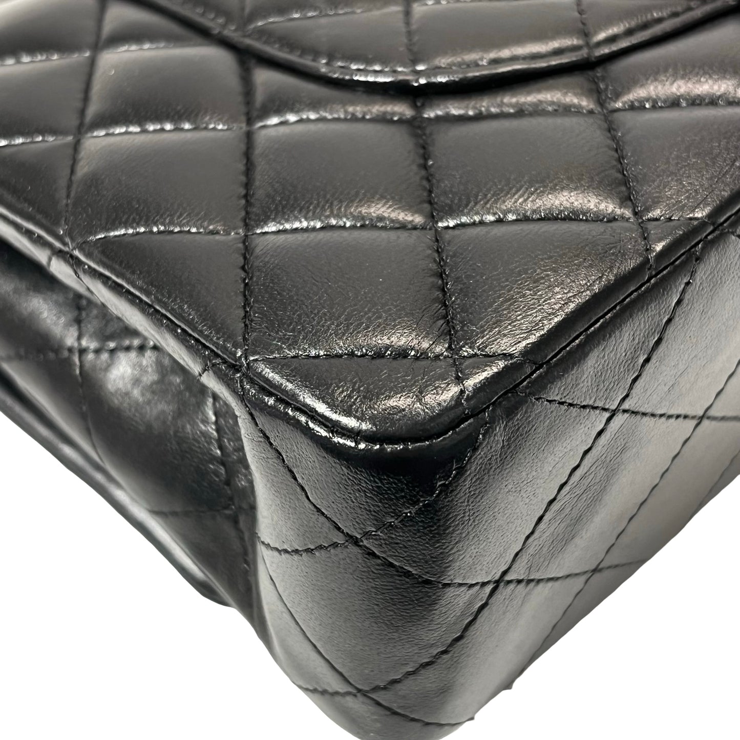 Used CHANEL Lambskin Leather CF 25 Shoulder Bag Black PHW