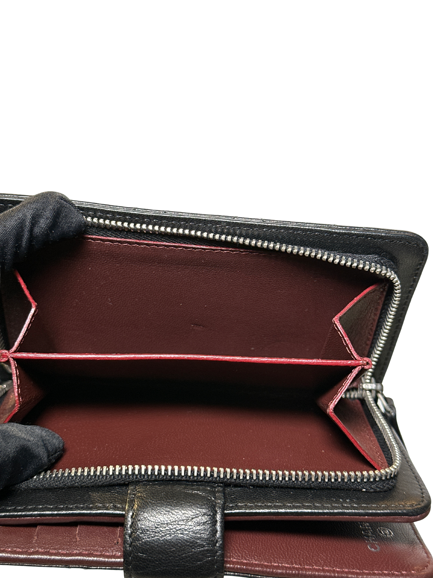 CHANEL Matelasse Lambskin Matelasse Long Wallet Black