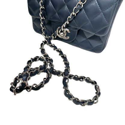 Chanel Mini Square Flap Cross Body Bag Navy PHW