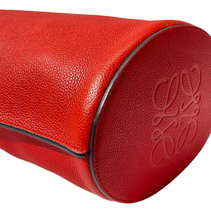 Used LOEWE Calfskin Leather Gate Bucket Bag Red GHW