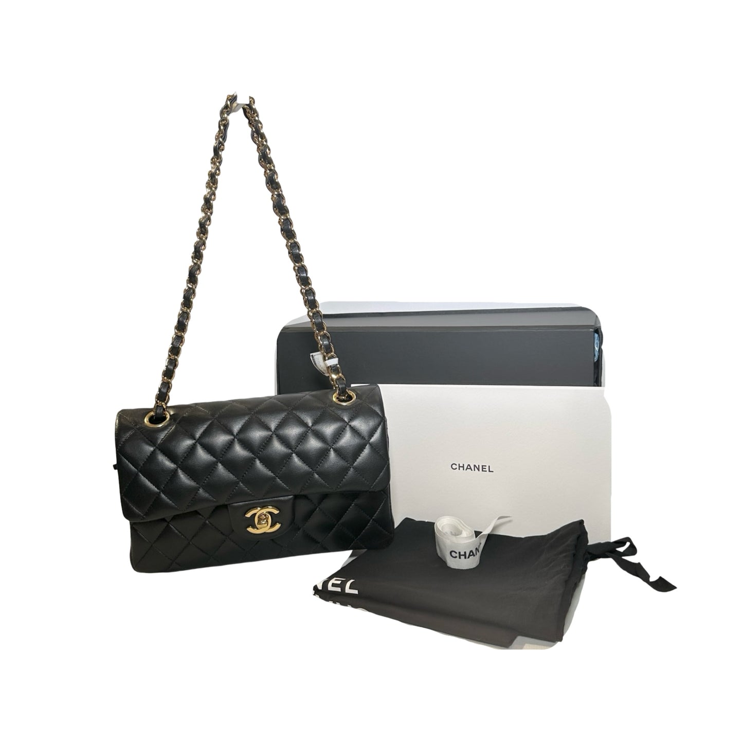 Used Chanel Calfskin Leather CF 23 Shoulder Bag Black GHW