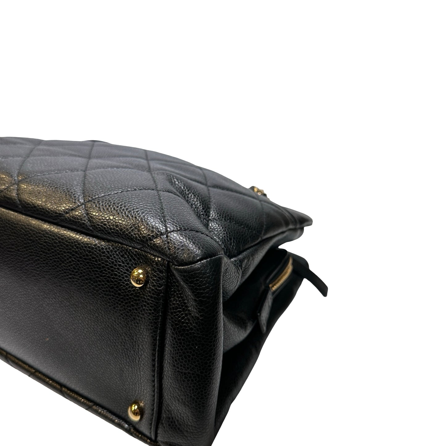 Used CHANEL Calfskin Leather Tote Bag Black GHW