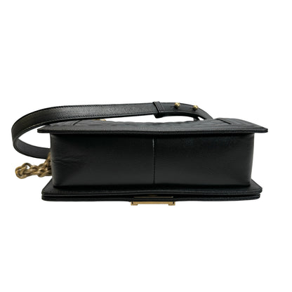 Used CHANEL Quilted Caviar Leather Le Boy Shoulder Bag Black Gold Hardware