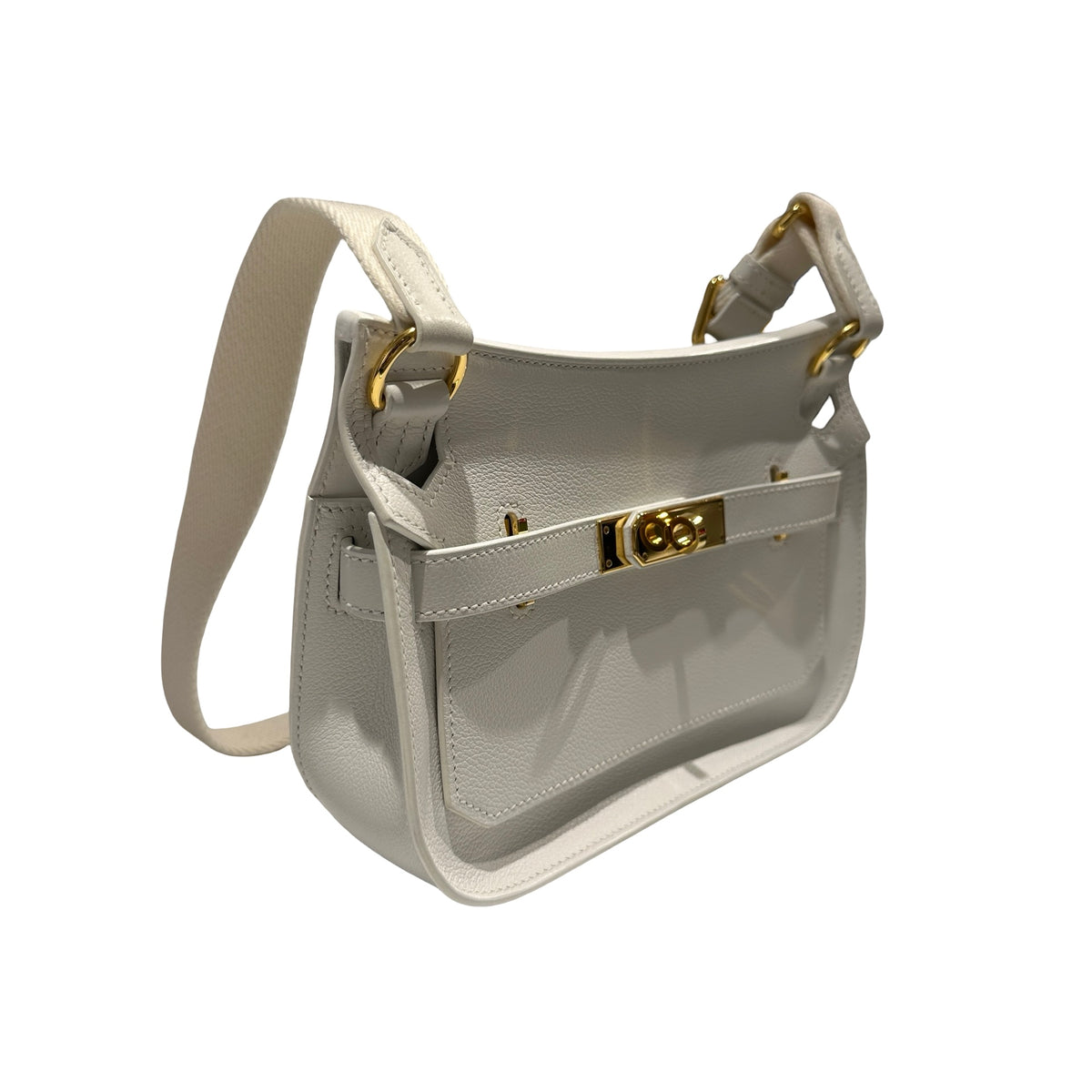 Used HERMES Evercolor Mini Jypsiere Cross body bag White GHW