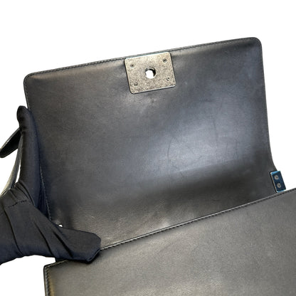 Used CHANEL Quilted Calfskin Boy Bag Shoulder Bag Black Silver