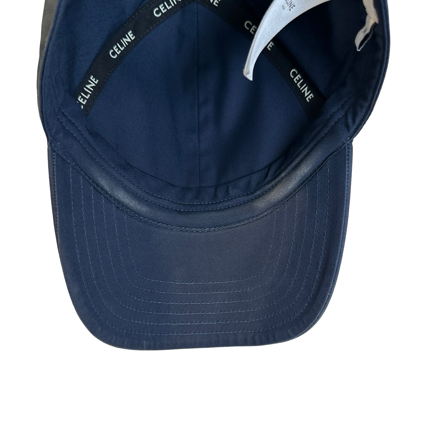 Used CELINE Logo Baseball Cap Hat Navy GHW