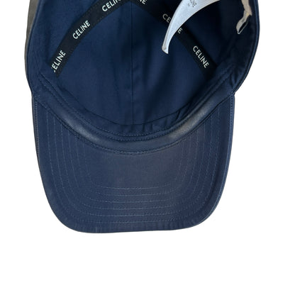 Used CELINE Logo Baseball Cap Hat Navy GHW
