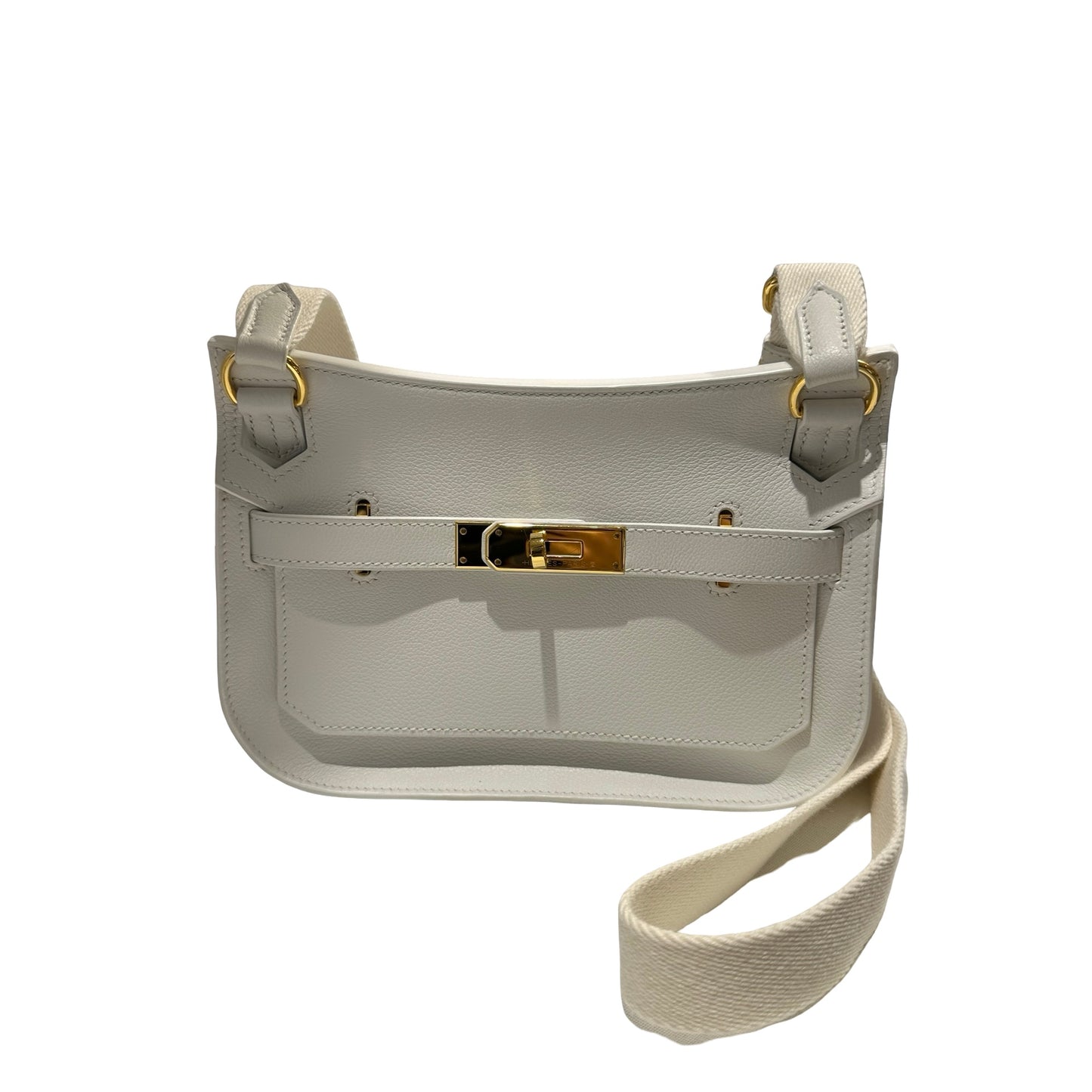 Used HERMES Evercolor Mini Jypsiere Cross body bag White GHW