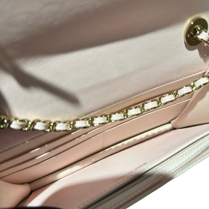 Used CHANEL Lambskin Leather WOC Cross Body Bag Pink GHW