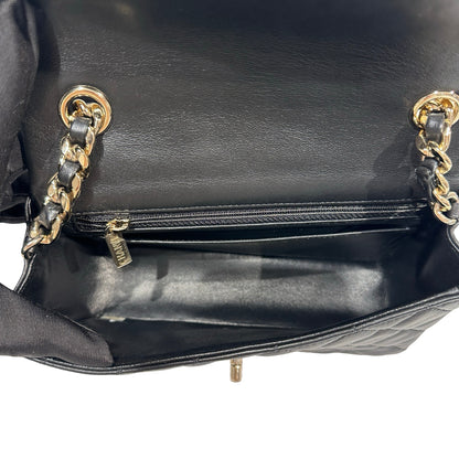 Used CHANEL Lambskin Quilted Mini Flap Bag Coco Charms Mini Bag Black Gold Hardware