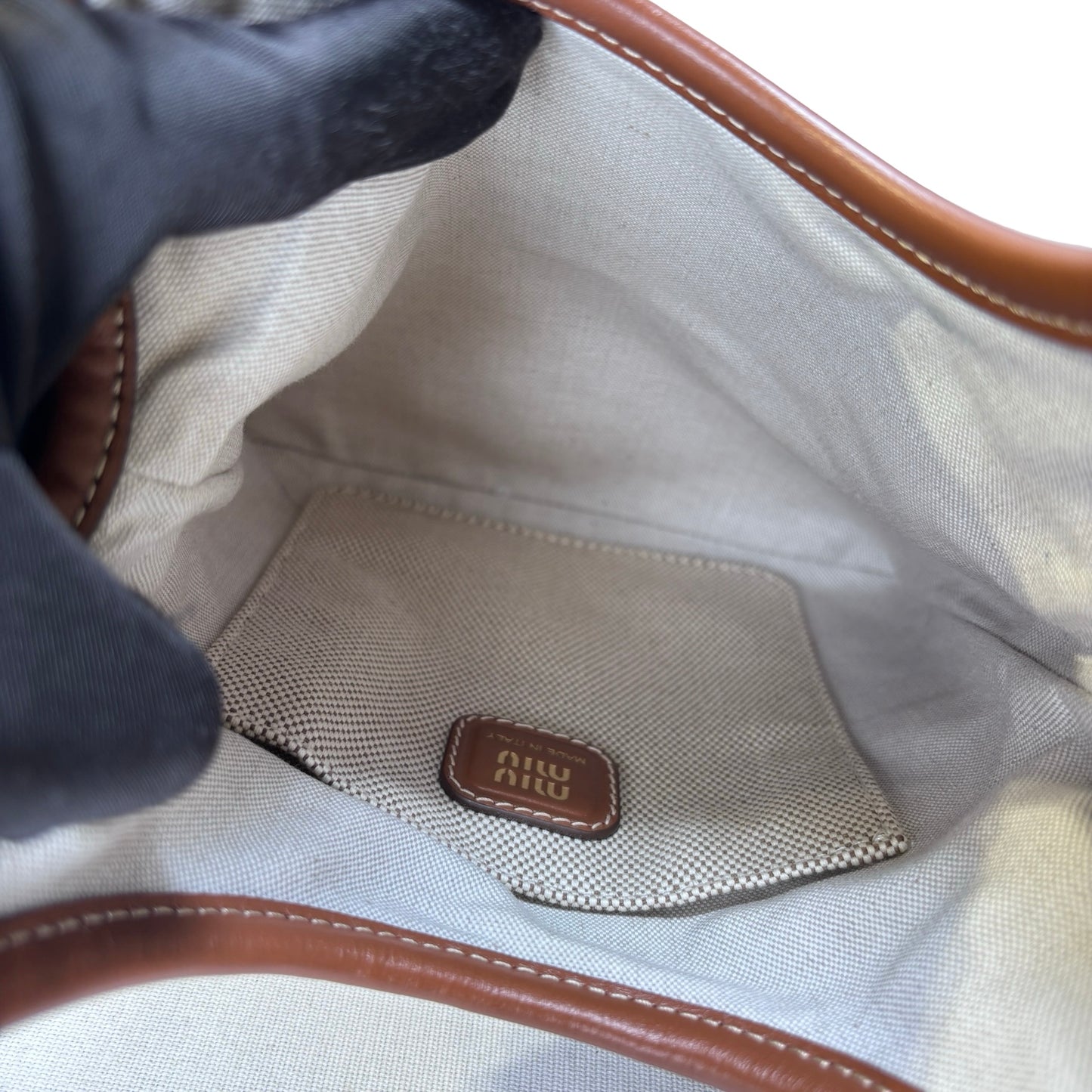 MIU MIU Canvas Ivy Mini Bag Beige