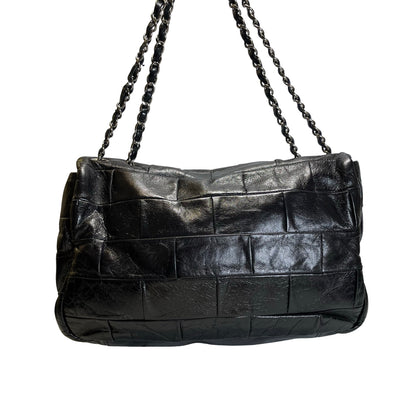 Used CHANEL Chocolate Bar Aged Calfskin 2.55 Reissue Flap Bag Chocolate Bar Chain Shoulder Bag Black，PHW