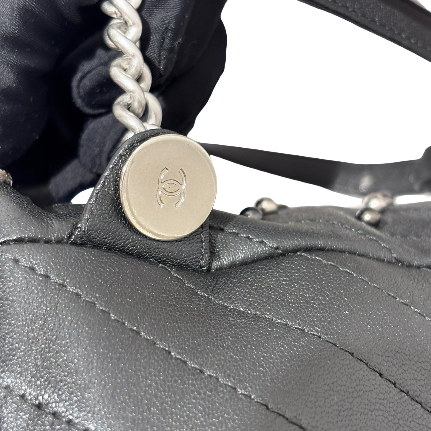 Used CHANEL Lambskin Studded Stud Wars Backpack Backpack Black Silver