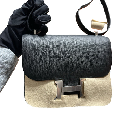 Brand New HERMES Epsom Felt Constance Crossbody Bag Black White