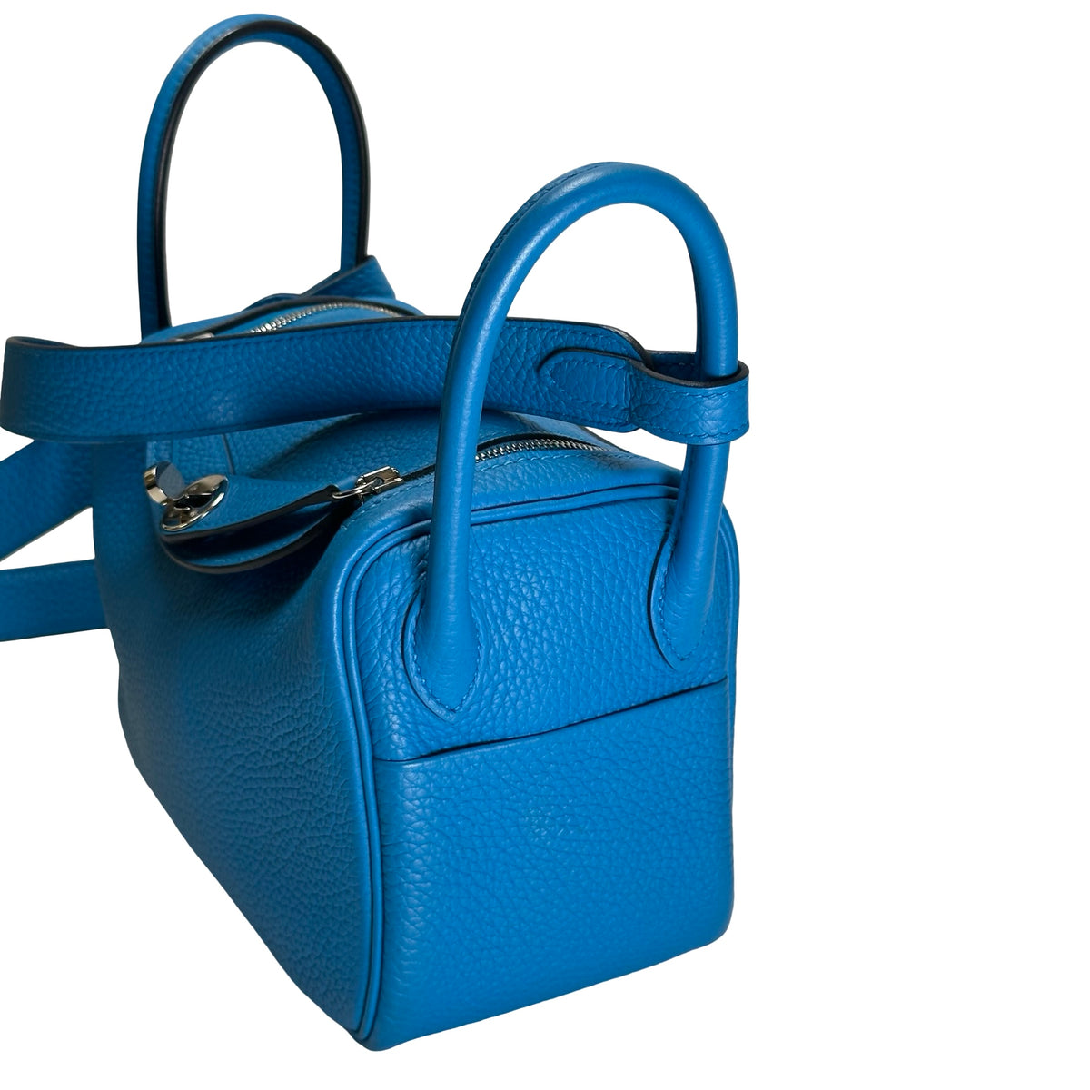 Used HERMES TC Mini Lindy Shoulder Bag Blue PHW