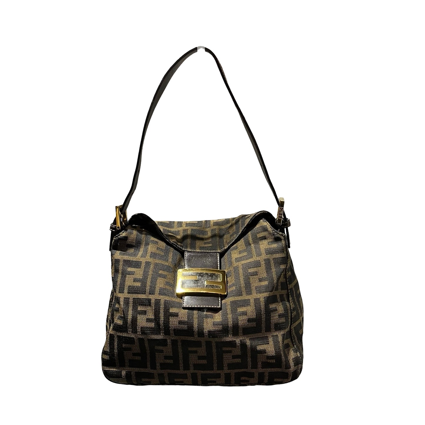 Fendi Canvas Hobo Bag Brown GHW