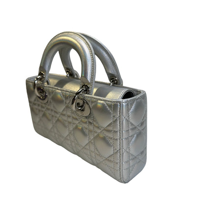 Used DIOR Cannage Lady D-Joy Handbag Silver
