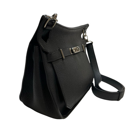 Used HERMÈS Calfskin Leather Jypsieve 28 Shoulder Bag Black PHW