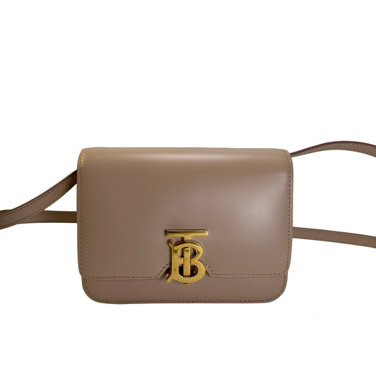 Used BURBERRY Calfskin TB Bag Shoulder Bag Beige