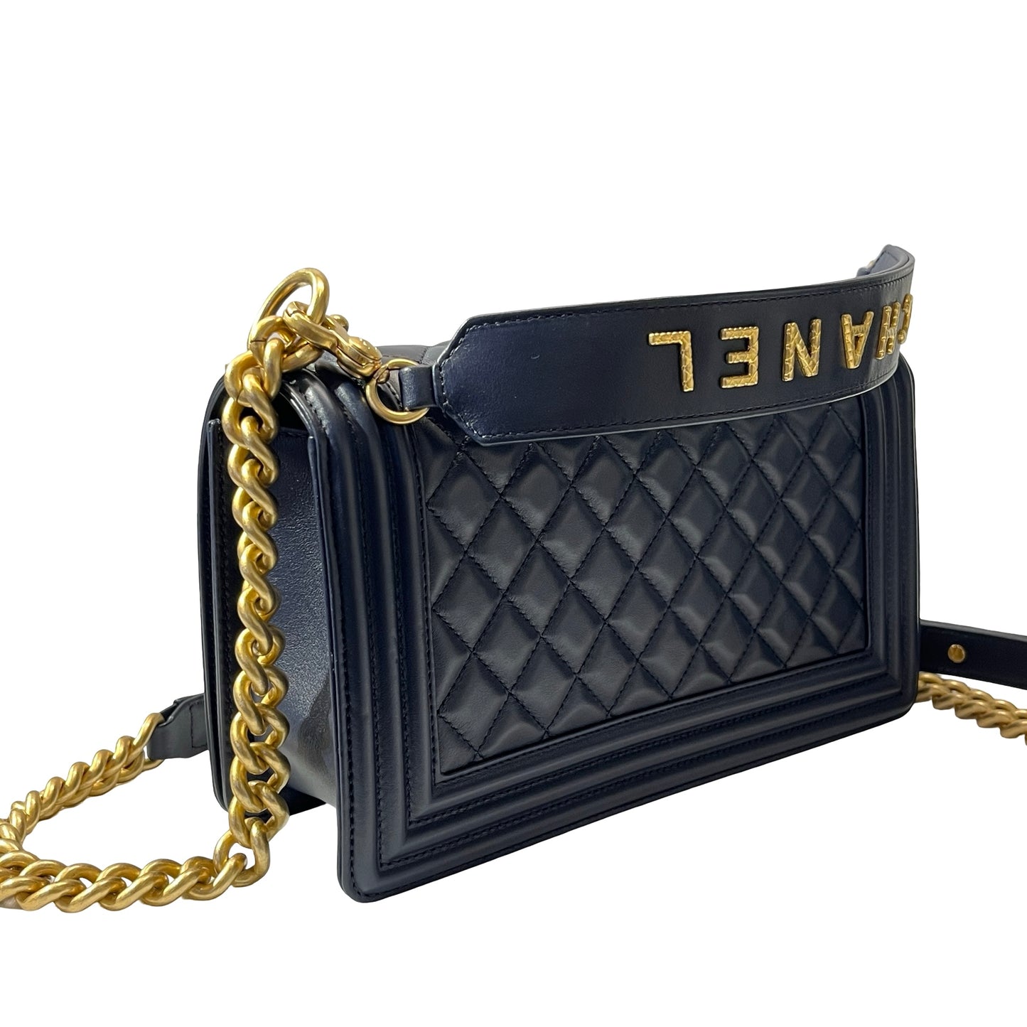 Used CHANEL Lambskin Leather Boy 25 Cross Body Bag