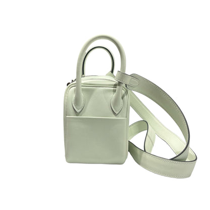 Unused HERMÈS Calfskin Leather Mini Lindy swift Shoulder Bag PHW Mint green