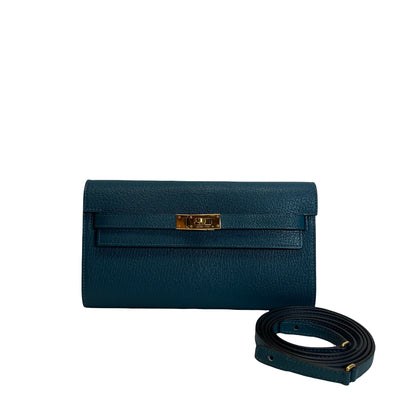 Used HERMES KELLY TO GO Crossbody Bag Green GHW