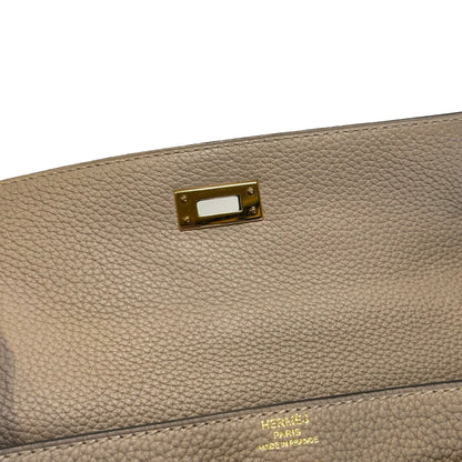 Used HERMES Togo Kelly 25 Handbag Gris Meyer Gold Hardware