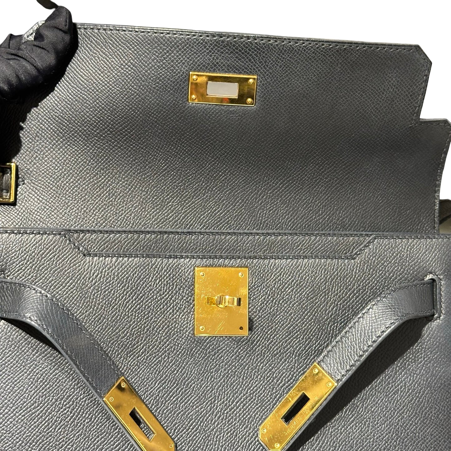 Used HERMÈS Kelly Depeches 25 Shoulder Bag Black GHW