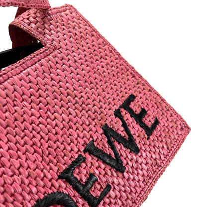 Used LOEWE Raffia Standard A4 Tote Bag Tote Bag Pink Black