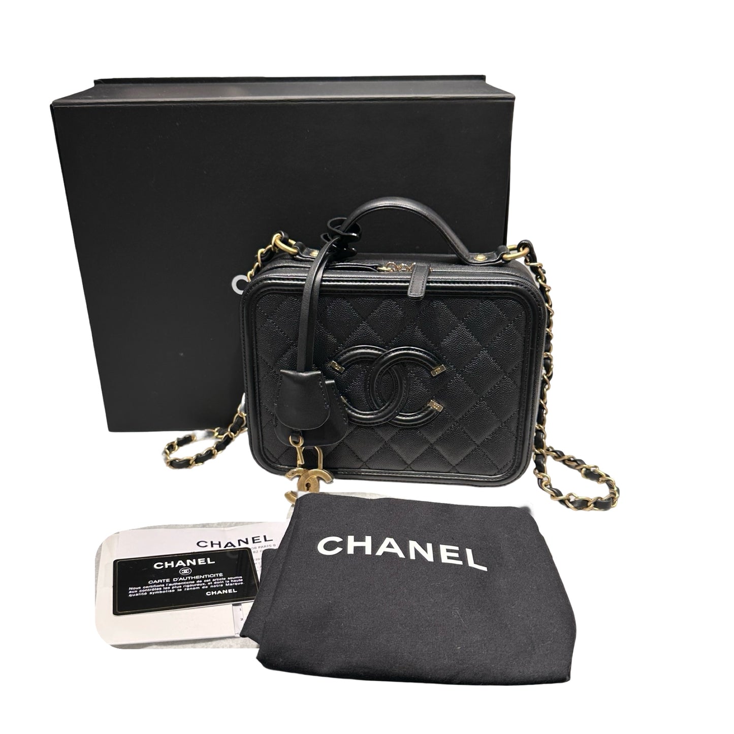 Used Chanel Vanity Case Chain Shoulder Bag Black GHW