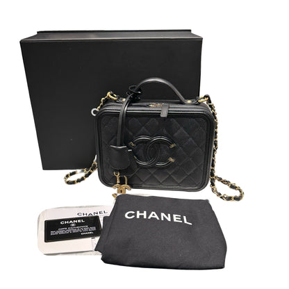 Used Chanel Vanity Case Chain Shoulder Bag Black GHW