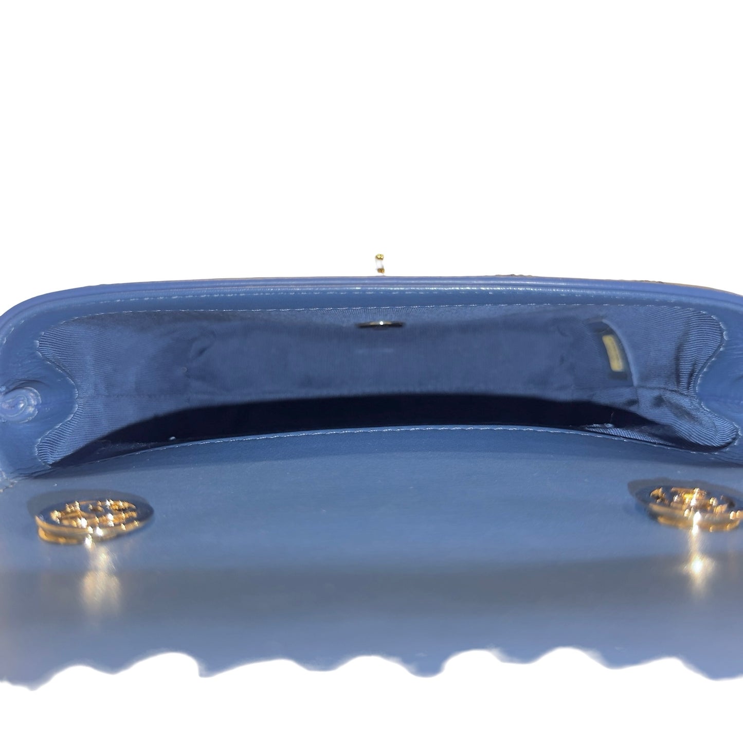 Used CHANEL Quilted Lambskin Quilted Crossbody Bag Chain Shoulder Bag Blue Gold Hardware