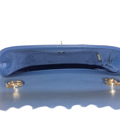 Used CHANEL Quilted Lambskin Quilted Crossbody Bag Chain Shoulder Bag Blue Gold Hardware