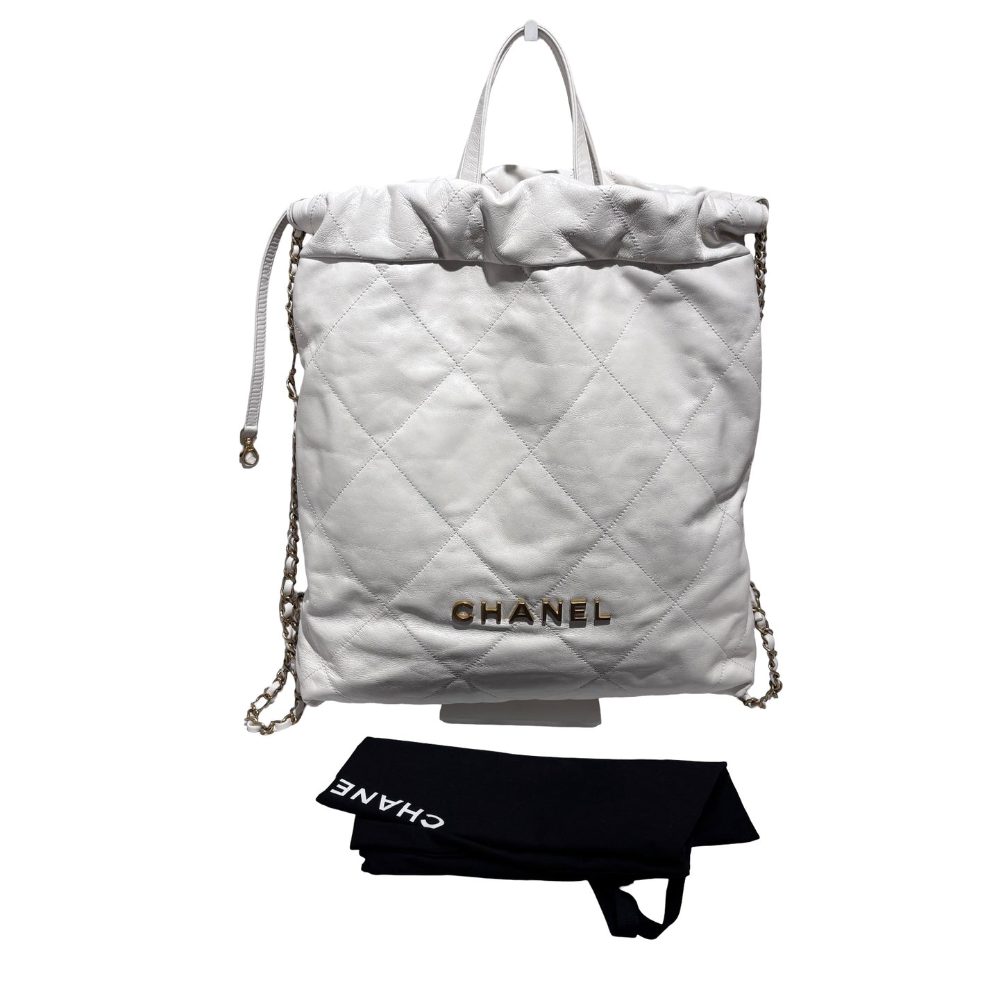 Used CHANEL Calfskin Medium 22 Backpack Backpack White