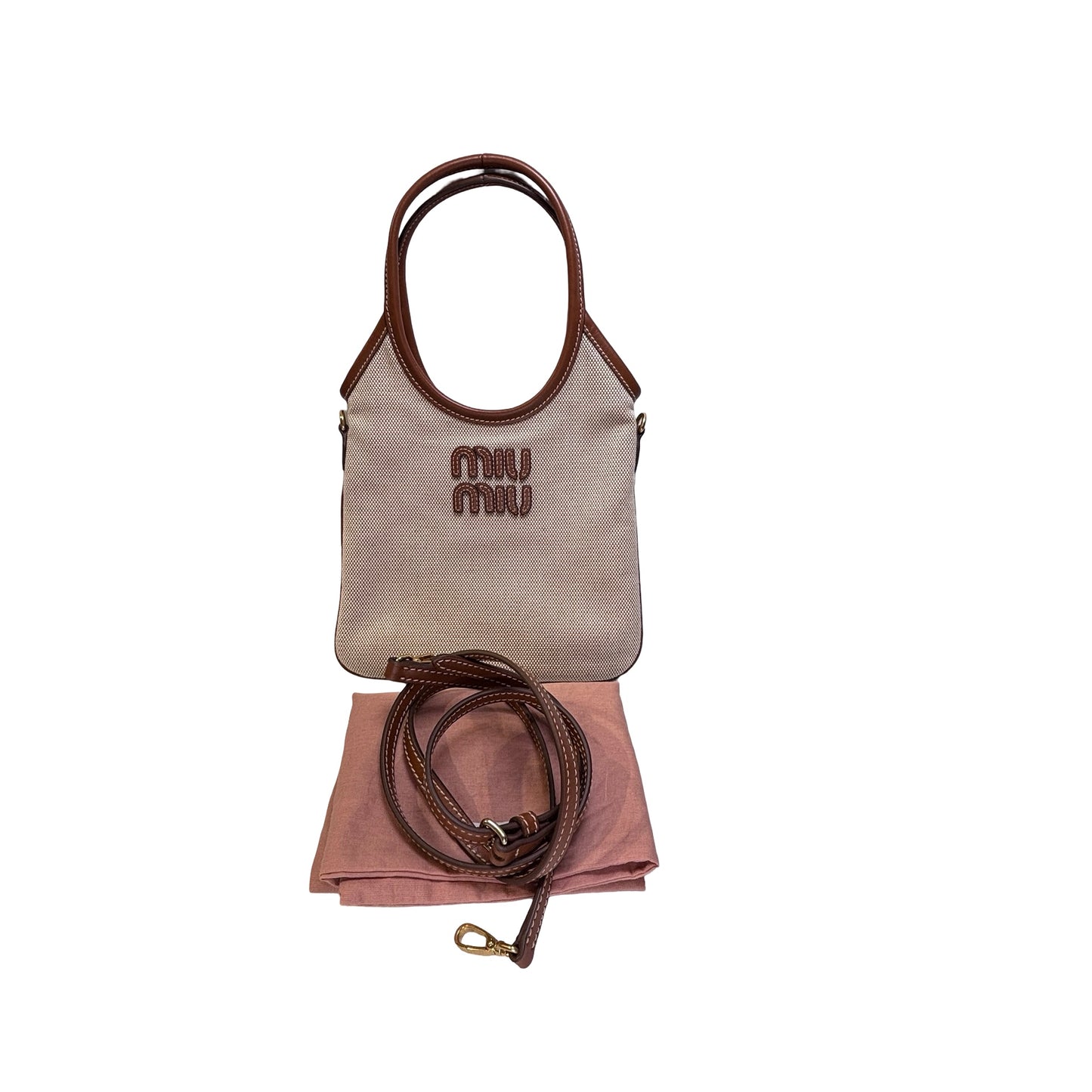 MIU MIU Canvas Ivy Mini Bag Beige