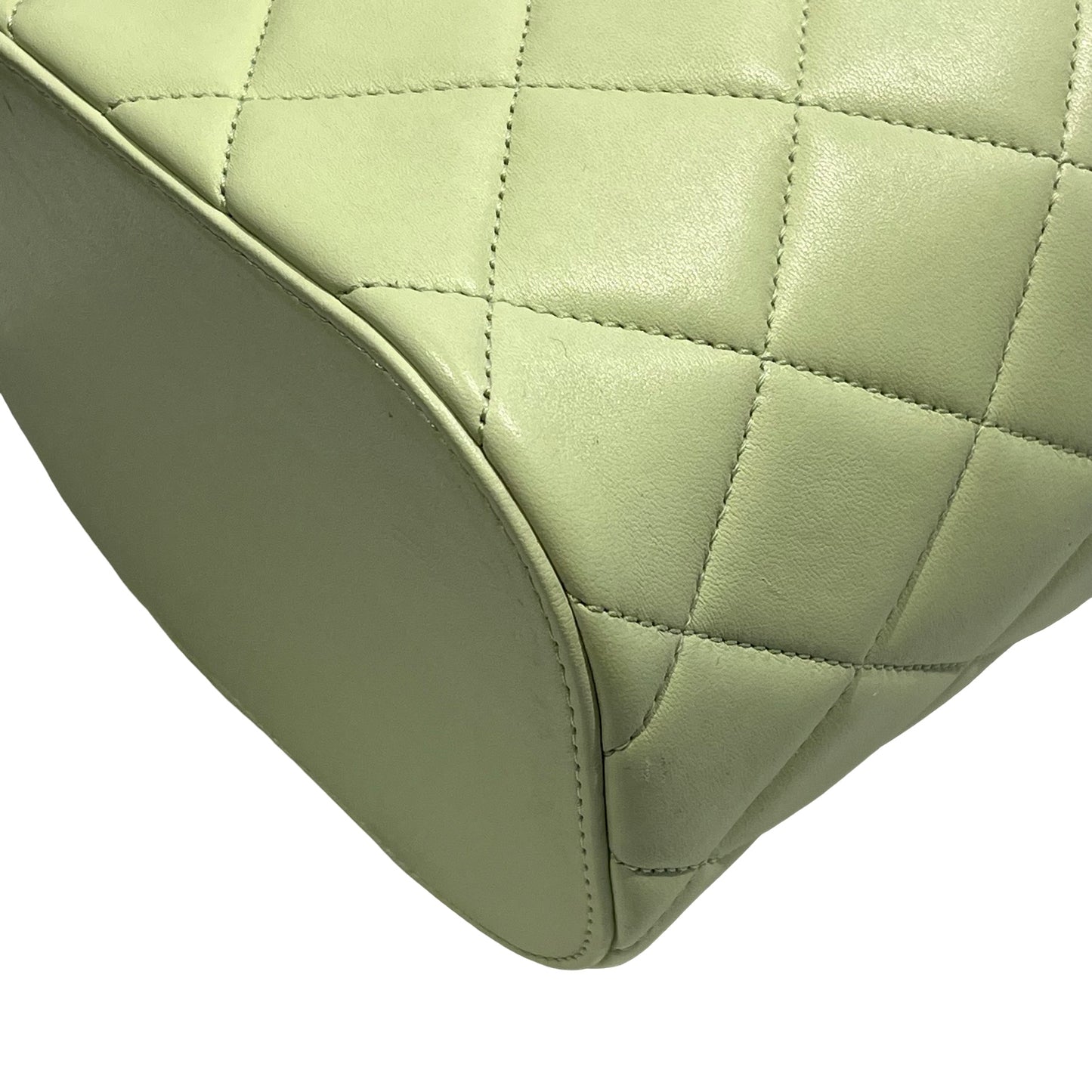 Used CHANEL Vanity Case with Handle Shoulder Bag Green GHW