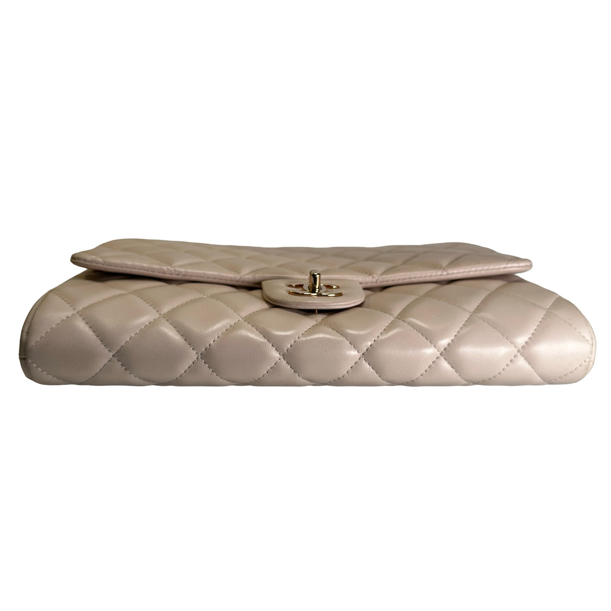Used CHANEL Lambskin Flap Bag Chain Shoulder Bag Light Peach GHW