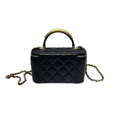 Unused CHANEL Chanel Vanity Case Chain Shoulder Bag Black GHW