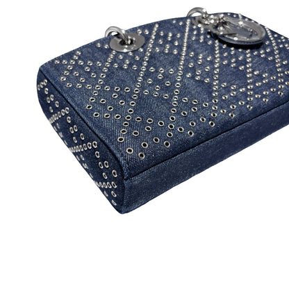 Used DIOR D-Joy Medium Handbag Navy Blue PHW