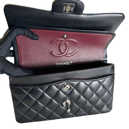 Used CHANEL Quilted Classic Flap Chain Shoulder Bag Black Silver