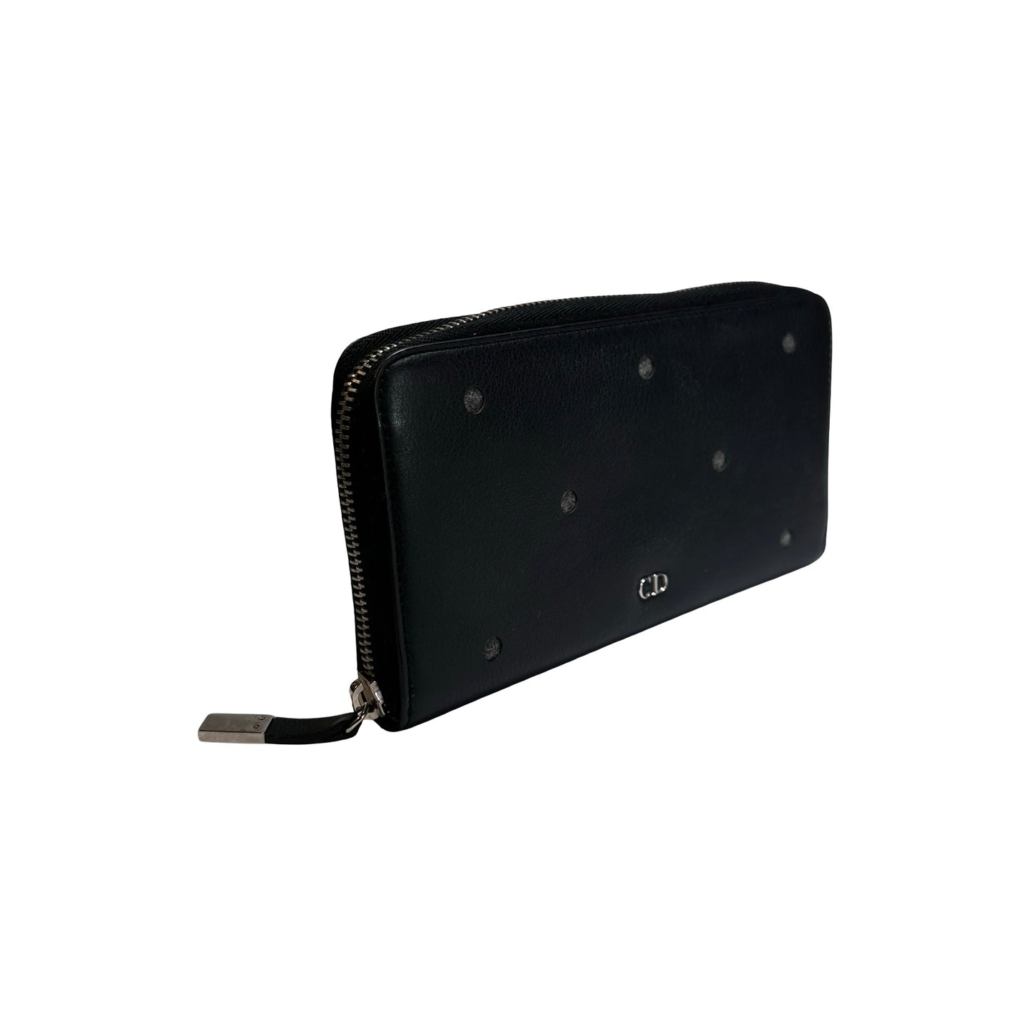 Used DIOR Leather Dior Homme Zipped Wallet Long wallet Black PHW